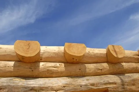 Log Home Construction Stock Photos