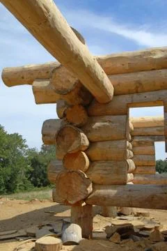 Log Home Construction Foto stock