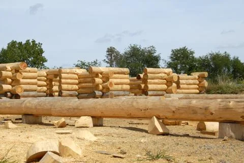 Log Home Construction Stock Photos