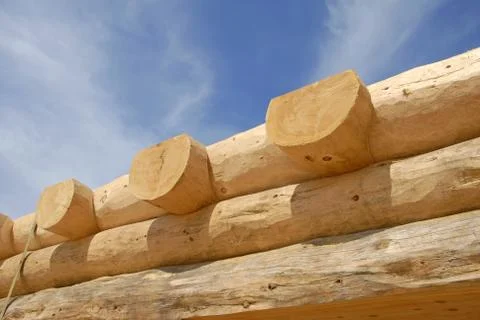 Log Home Construction Stock Photos