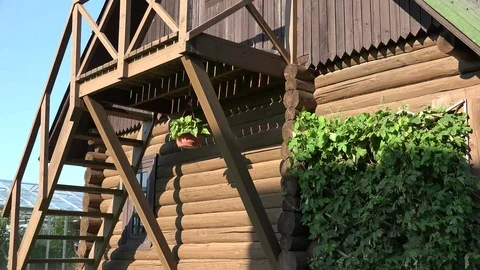 A Log House, Log Building or Wooden Houses Stock Footage 96196813