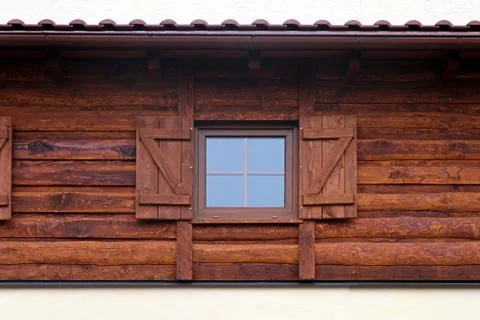 Log house window Foto stock