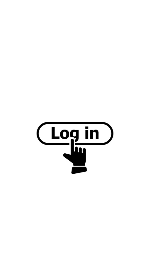 Log in icon. Digital hand cursor clicking "Log in" button animation. Finger.. Stock Footage 323805351