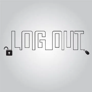 Log out and line text, security concept 스톡 일러스트