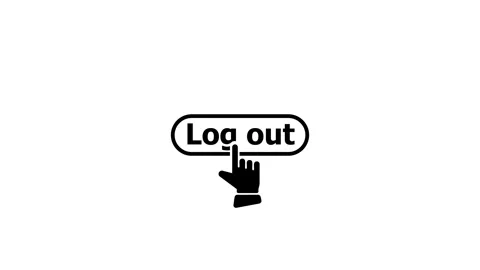 LOG OUT icon. Digital hand cursor clicking "Log out" button animation. Fing.. Video stock 322967204