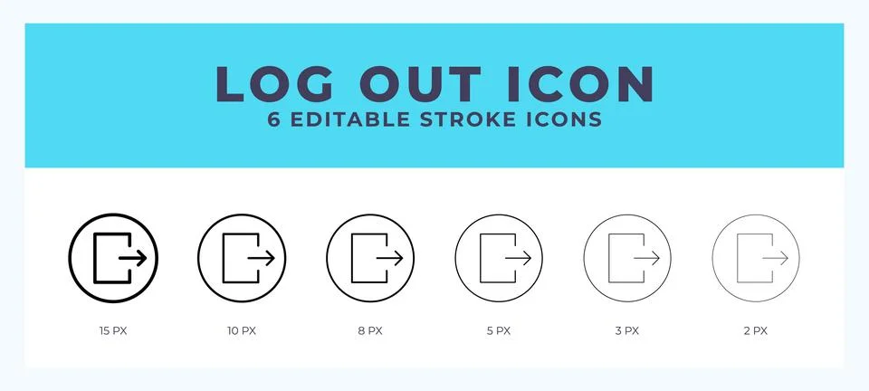 Log out icon set with different stroke. Design elements for logo. Vector il.. Stock Illustration