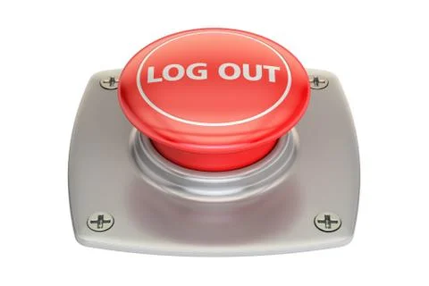 Log out Red button, 3D rendering Illustrazione stock