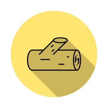 Log outline icon in long shadow style Illustrazione stock