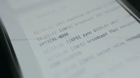 Log output from a system involved in cluster networking Vídeo Stock 335483480