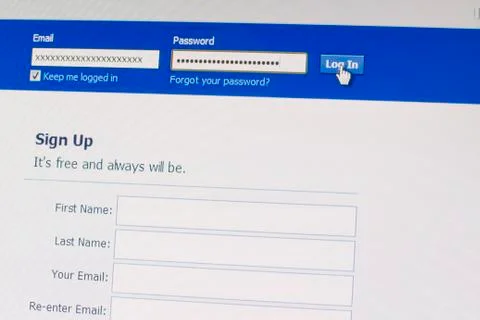 Log in page 库存照片