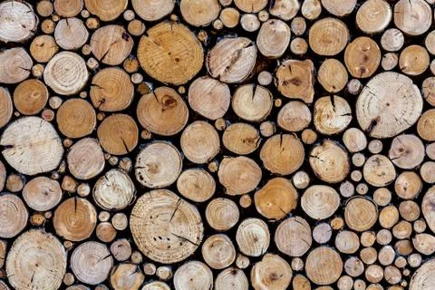 Log pile Stockfoto's