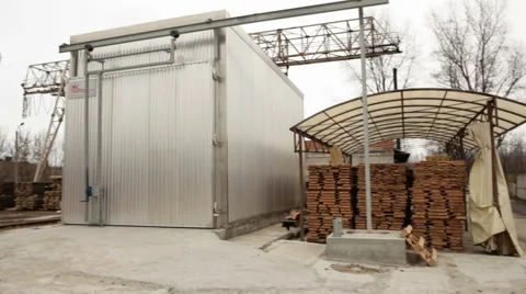 Log production plant processing chips Stock Footage 61034695