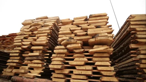 Log production plant processing chips Stock Footage 61035372