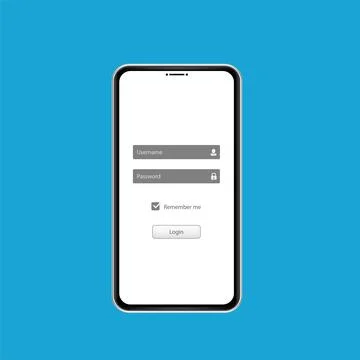 Log in screen. Mobile application interface, registration form with login and Stock Illustration