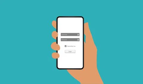 Log in screen. Mobile application interface. Website UI with buttons and network Stock Illustration