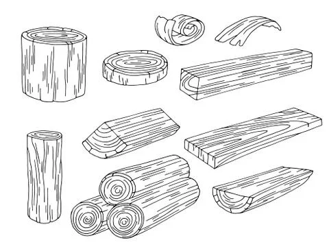 Log set graphic black white isolated sketch illustration vector Stock Illustration
