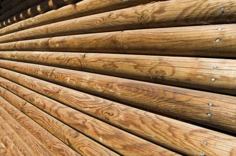 Log wall detail Stock Photos