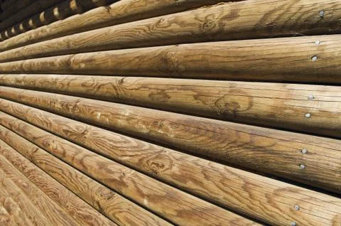 Log wall detail Stock Photos