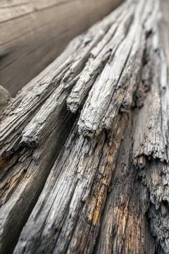 Log wall of an old wooden utility shed Stock Photos