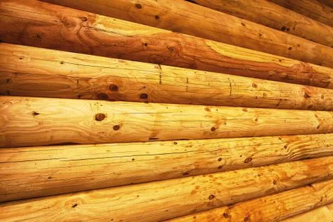 Log Wall Stock Photos