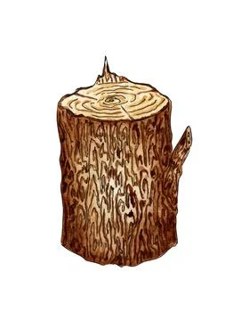 Log watercolor 스톡 일러스트