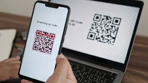 Log In Web Page Using Smartphone with QR Code Scanning Application. Verification Stock Footage 197434967