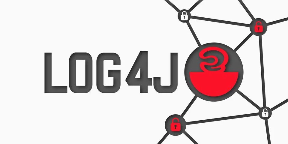 Log4Shell cyber attack concept. Log4J security vulnerability.The code is red, Stockillustratie