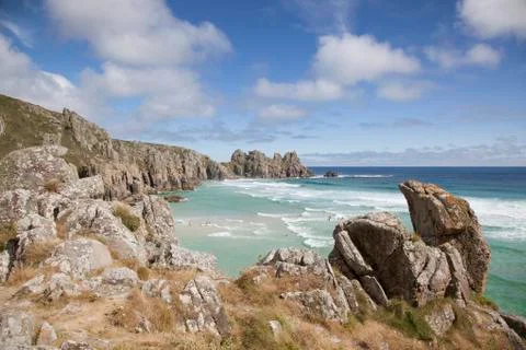 Logan Rock, Treen, Cornwall Stock Photos