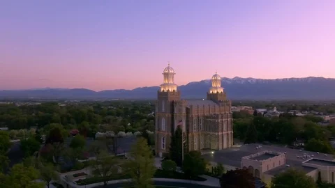 Logan Temple Purple Sunset Video stock 92054956