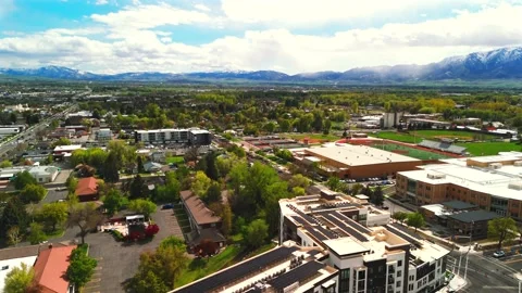 Logan Utah Aerial View Of Modern Residential Commercial Area Stock Footage 339092209