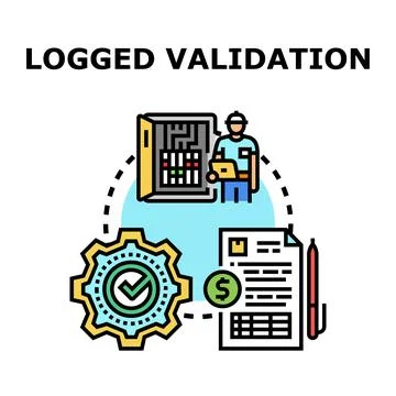 Logged validation process for financial quality control Stock Illustration