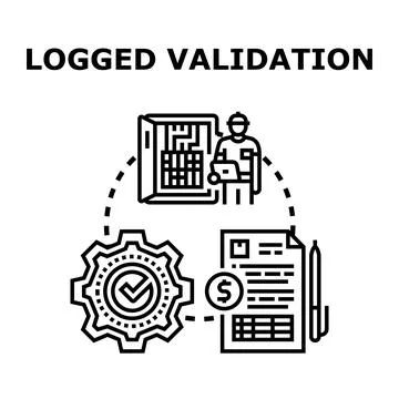 Logged validation process for financial quality control Stock Illustration