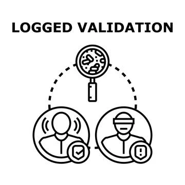Logged validation process verifying user data identification Stockillustratie