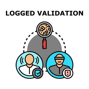 Logged validation process verifying user data identification Stock Illustration