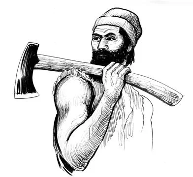 Logger with axe Illustrazione stock