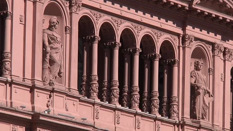 The loggia on the facade of Casa Rosada at Buenos Aires Stock Footage 101944285