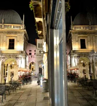 The loggia reflected in the window Stock-Fotos