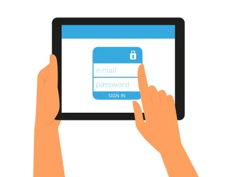 Logging into the account on tablet pc Illustrazione stock