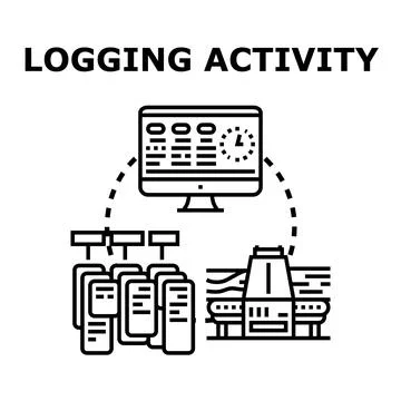 Logging activity data processing and storage concept Stock Illustration