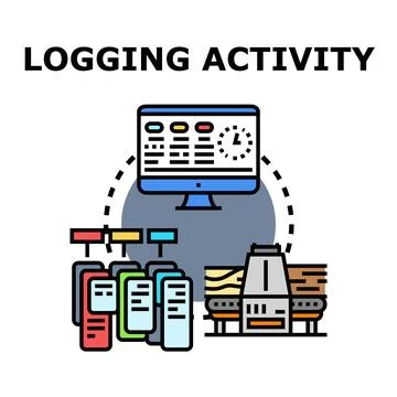 Logging activity data processing and storage concept Stockillustratie