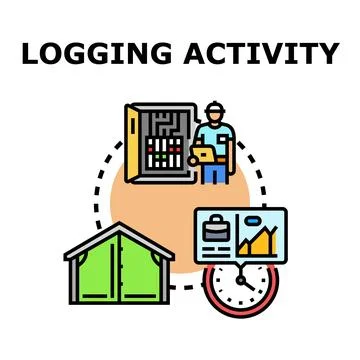Logging activity process managing data records system 스톡 일러스트
