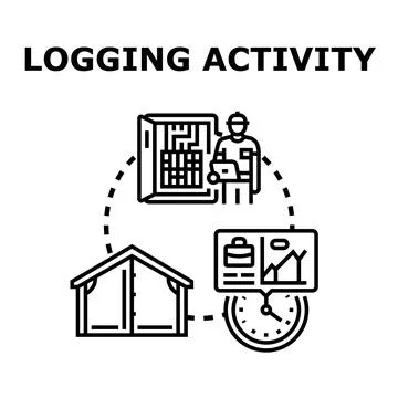 Logging activity process managing data records system 스톡 일러스트