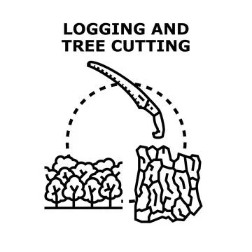 Logging and tree cutting industry concept illustration Stock Illustration