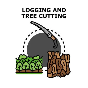 Logging and tree cutting industry concept illustration Stock Illustration
