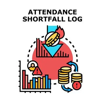 Logging attendance shortfalls causing business financial problems Stock Illustration