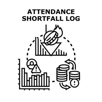 Logging attendance shortfalls causing business financial problems Stock Illustration