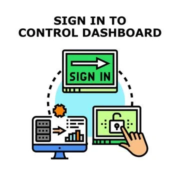 Logging in to control dashboard access data system イラスト素材