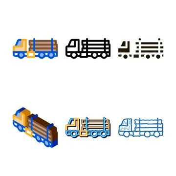 Logging delivery truck icon vector forms outline Stock Illustration