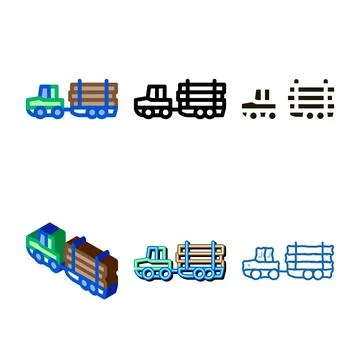 Logging delivery variations transport icon vector outline Stock Illustration