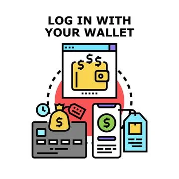 Logging in with digital wallets for secure online payments Stock Illustration